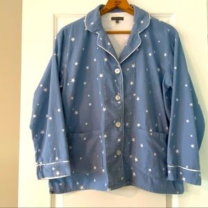PJ Salvage Stars Print Flannel Button Front Pajama Top w Pockets w MEASUREMENTS